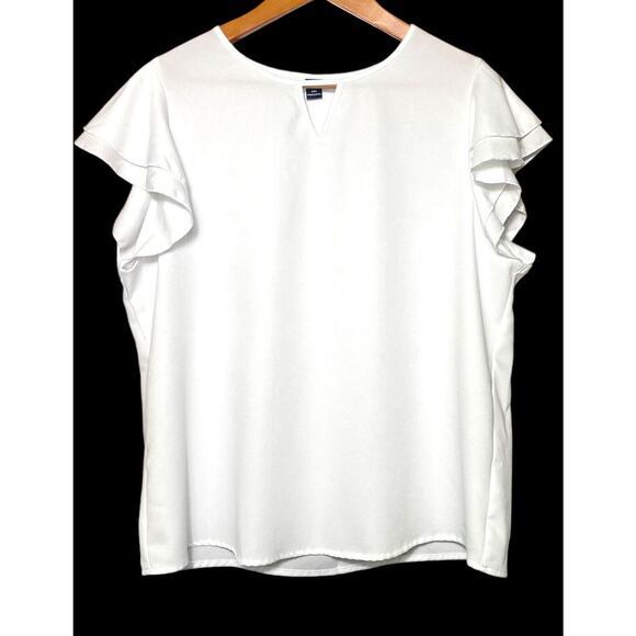 Shein Curve Womens White Top Pullover Short Ruffle Sleeve Blouse Plus Size 2XL - Picture 3 of 10